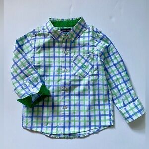 Andy & Evan Blue & Green Plaid Button-Down Shirt
